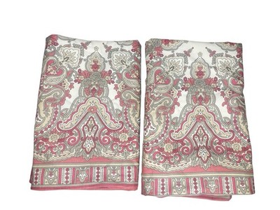 Pottery Barn Euro Shams Set of 2 Mauve Ivory Paisley Luxe Linen Cotton 24x24