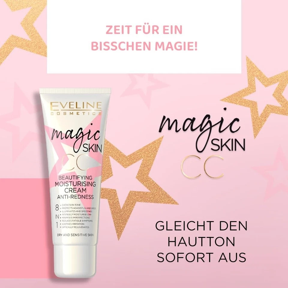 Eveline Cosmetics Magic Skin CC Creme 50ml Feuchtigkeit Rötungen Hyaluron Neu - Bild 2 von 3