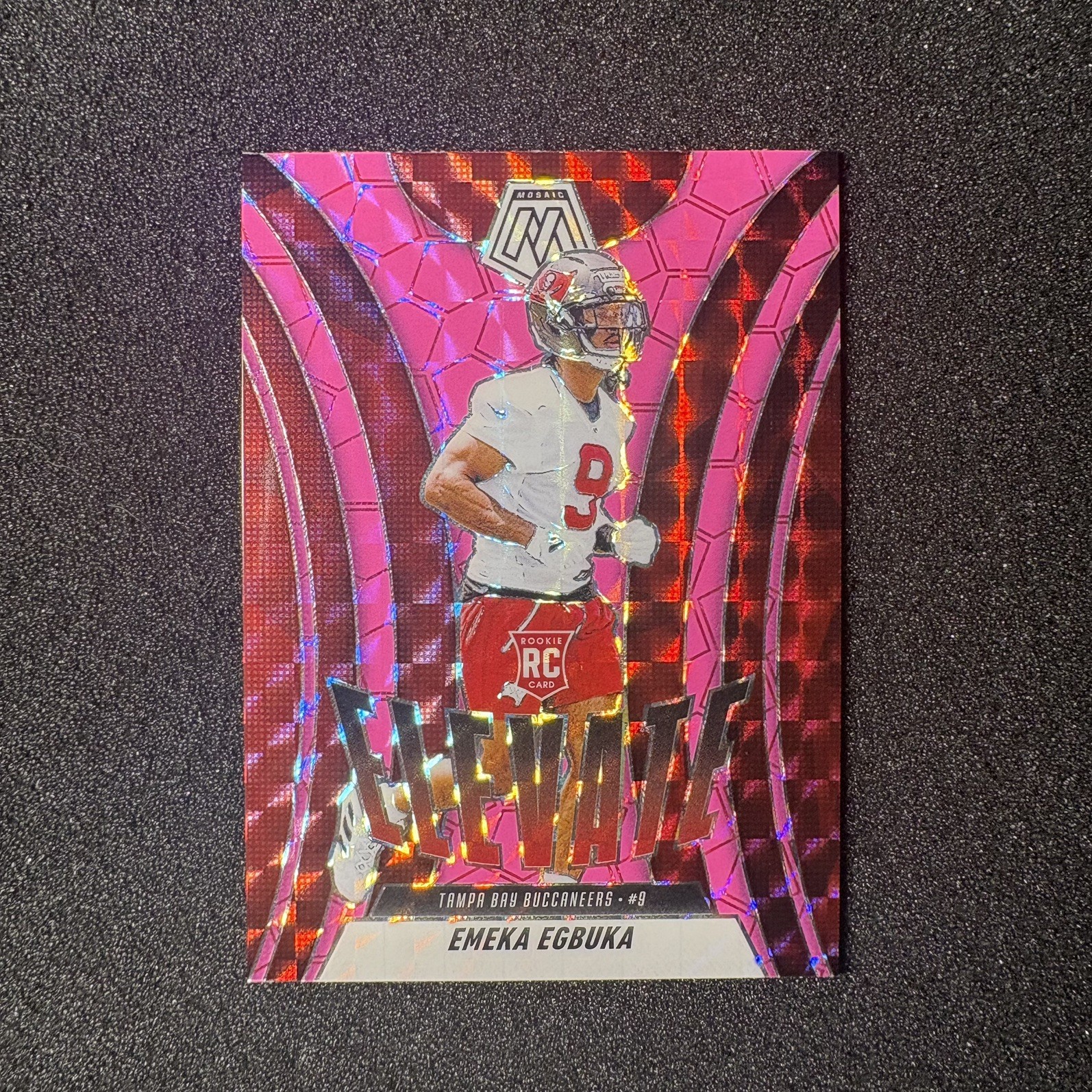 2025 Panini Mosaic - Elevate Emeka Egbuka #2 Mosaic Pink Fluorescent Prizm (RC)