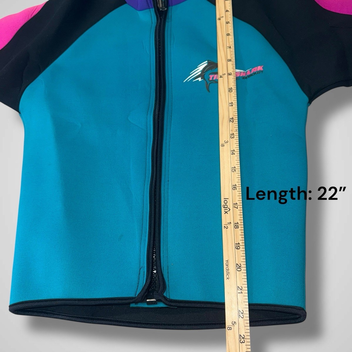Vintage Tigershark Watercraft Wet Suit Top Full Zip 4 Way Stretch