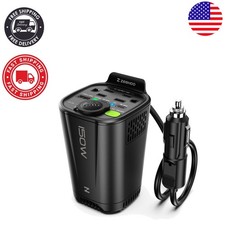 Compact 150W Car Inverter: 2 AC Outlets Multi-Device USB Charging Solutions