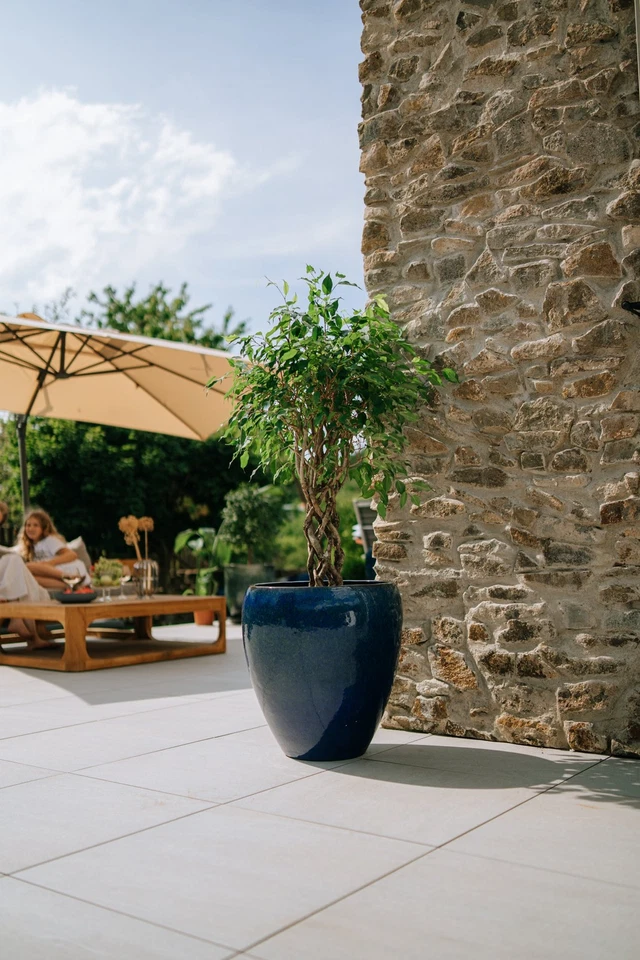 Gartendeko Blumentopf Pflanzkübel Keramik Übertopf Outdoor Meerblau LAFONTAINE - Bild 3 von 4