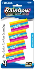 BAZIC Products Erasers, Rainbow Eraser, Latex Free, Large Size Block Erasers for