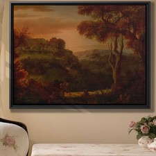 Rustic Landscape Oil Painting Canvas Print Vintage Wall Art Nature Decor