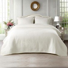 Oversized King Quilt Set 112"x106" Soft Washed 3 - Layer Lightweight Califo...