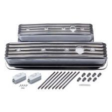 MR. GASKET SBC Cast Alm Valve Cover Set Finned Style Pol.- 6856G