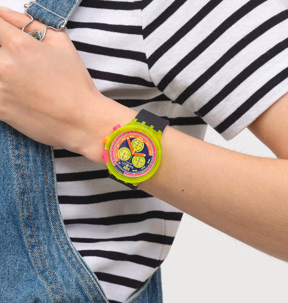 Swatch Neon To The Max SB06J100 Big Bold Chronograph Quartz