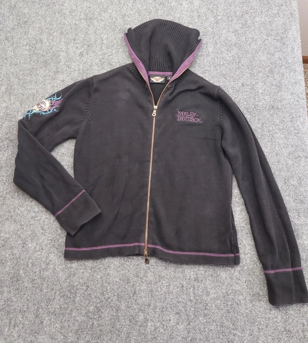 Pull Femme Harley-Davidson Taille L - Manches Courtes Orange/Noir - Coton/Ramie - Occasion Très Bon État