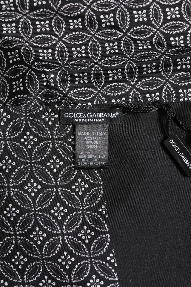 DOLCE & GABBANA Bufanda Negro Estampado Flecos Hombres Foulard 175cm x 33cm 620usd Foto 3 de 4
