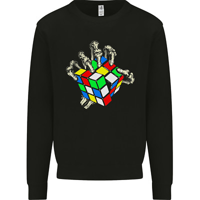 Skelett Hand mit Retro Puzzle 80er Kinder Sweatshirt Pullover