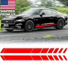 2Pcs 240x17cm Red Sport Racing Car Body Side Door Stripe Graphics Decal Sticker