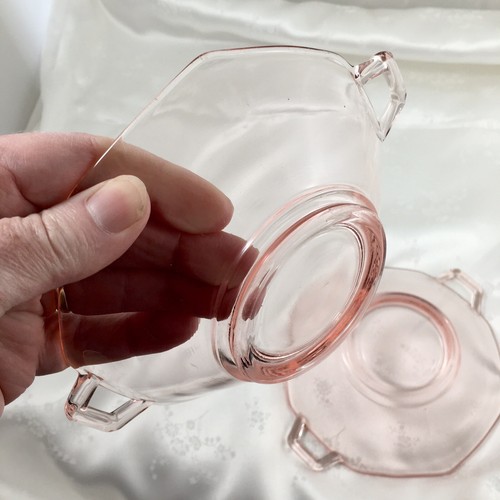 2 Matching Pink Depression Glass Small Bowls With Handles - Picture 7 of 12