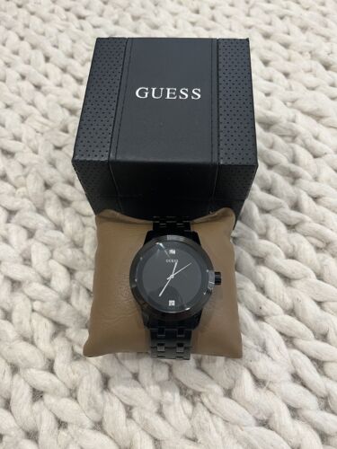 Guess Herren 40 mm schwarz Stahl Armband & Etui Quarz Analog Uhr U12604G1 - Box - Bild 2 von 7