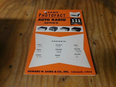 Sams Photofact Auto Radio Series Service Repair Manual Guide Schematic # 111