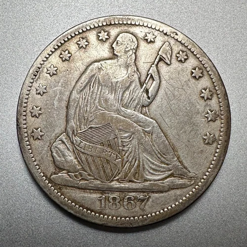 1867-S Seated Liberty Half Dollar VF Details Light Graffiti #6DUX