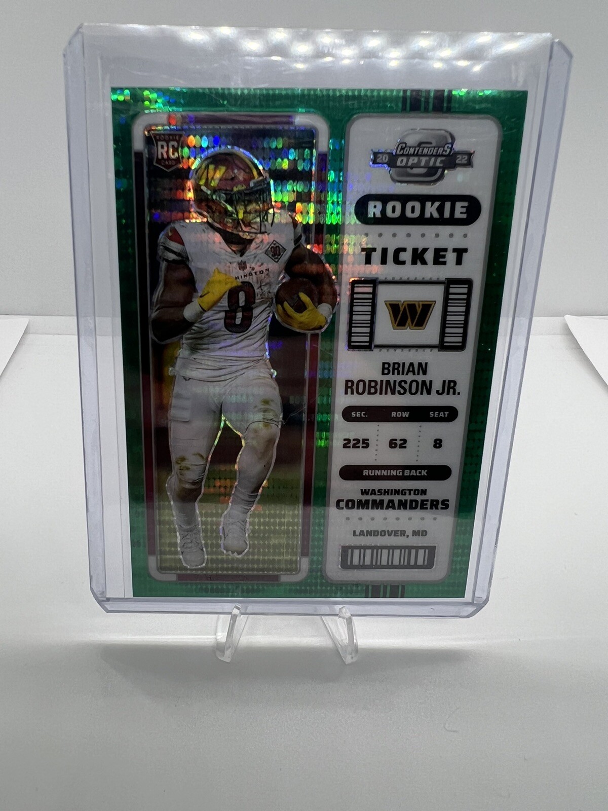 2022 Contenders Optic Brian Robinson Jr Green Pulsar 20/30!! RC #64 Commanders