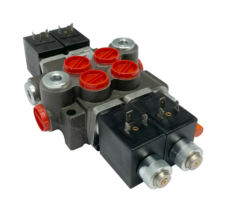 2 Spool Solenoid 12V DC Hydraulic Control Valve Double Acting 13 GPM 3600 PSI - Image 3 of 4