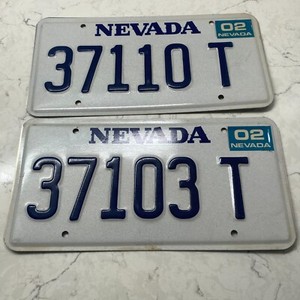 US State of Nevada #37110 T Motor Vehicles License Plate Matching Pair