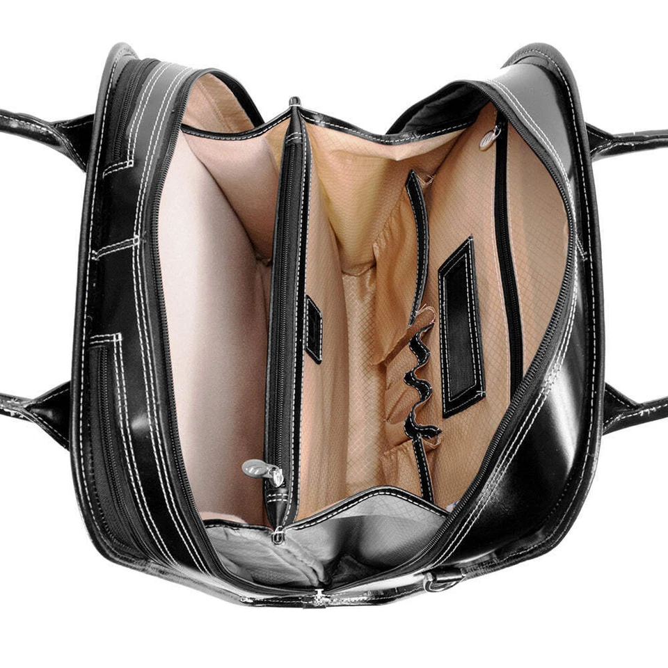 Calzoncillo para computadora portátil McKlein Melrose de 15" de cuero con ruedas verticales para dama Foto 3 de 4