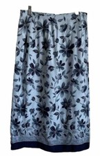 Sag Harbor Petite women's Size L Wrap Front Outline blue Floral Midi Skirt