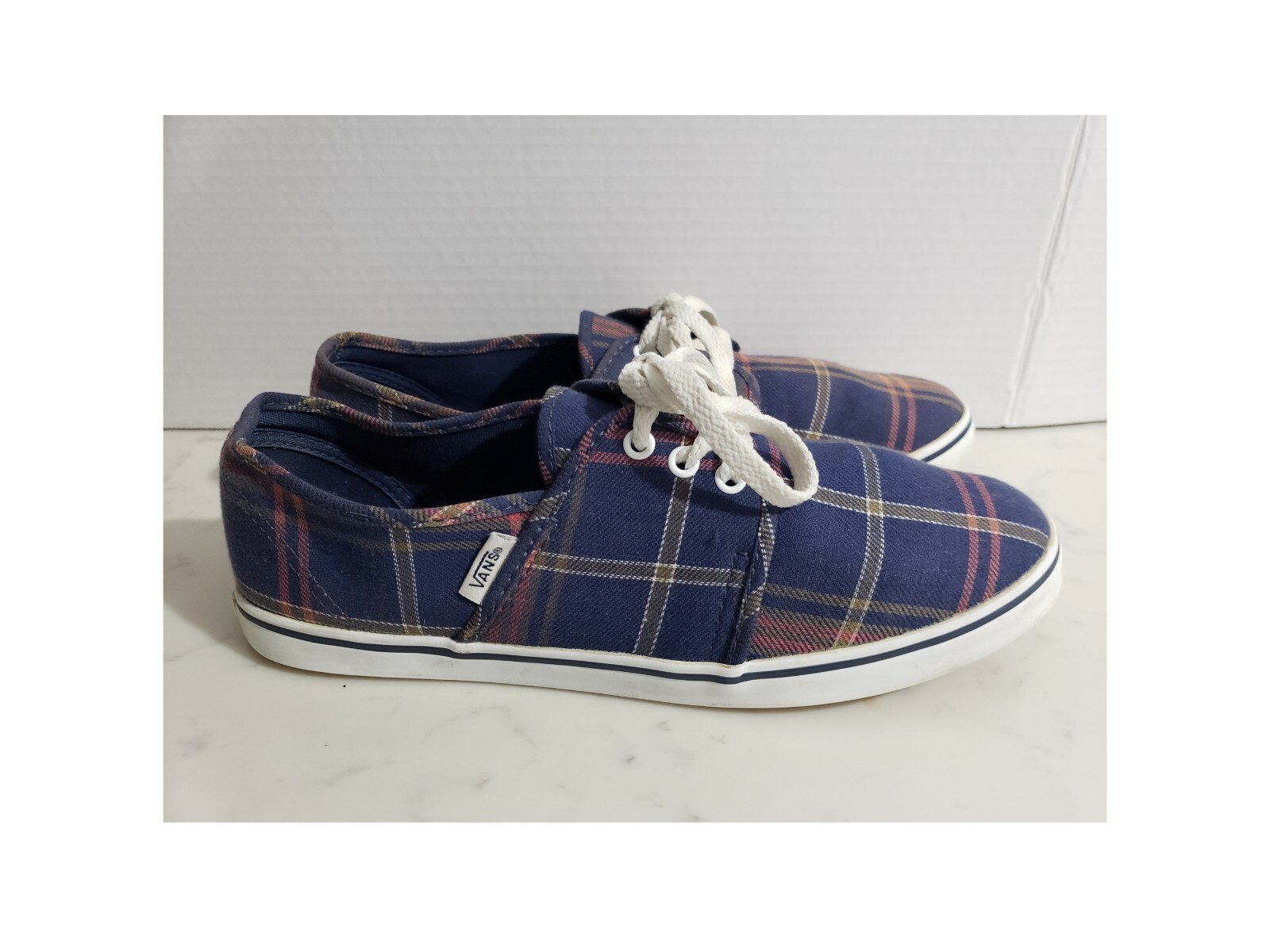 blue plaid vans