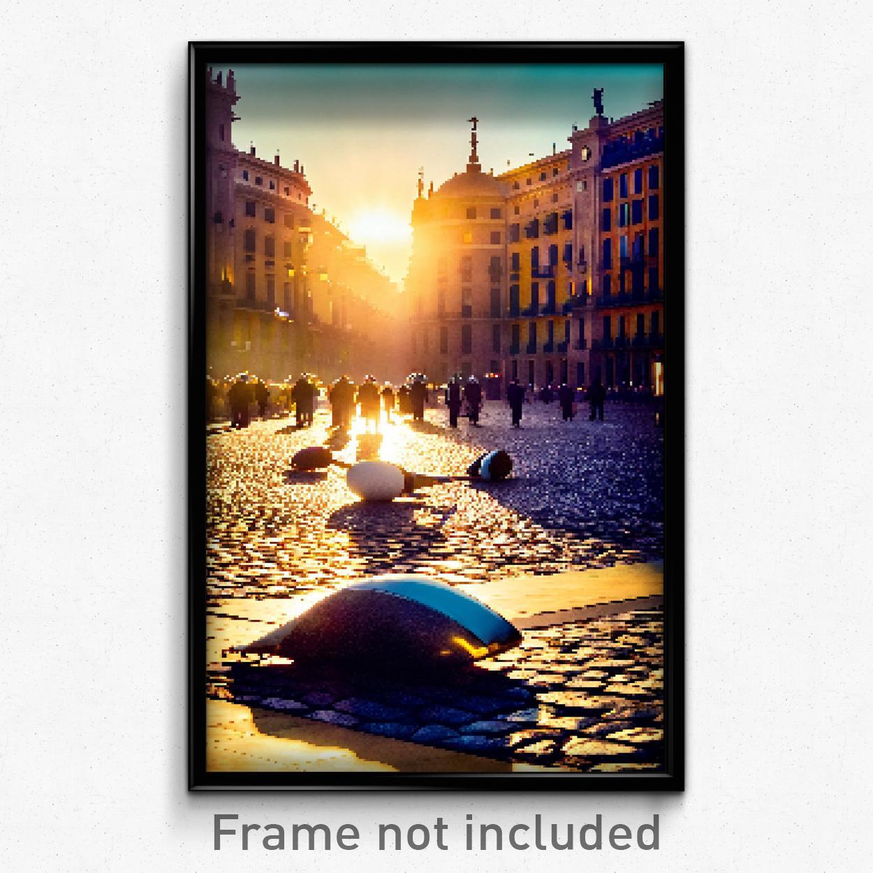 8-Bit Pixel Art Poster - Adorable Psychedelic Madrid Video Game Print