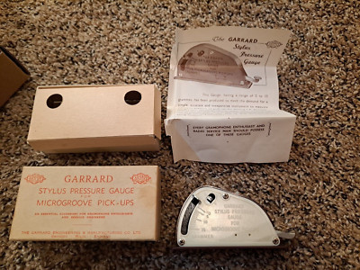 Vintage Garrard Stylus Pressure Gauge for Microgroove Pickups in Original Box