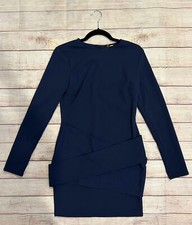 FASHION NOVA SZ LARGE NAVY LONG SLEEVE “SIMPLE DOES IT” TIE FRONT MINI DRESS