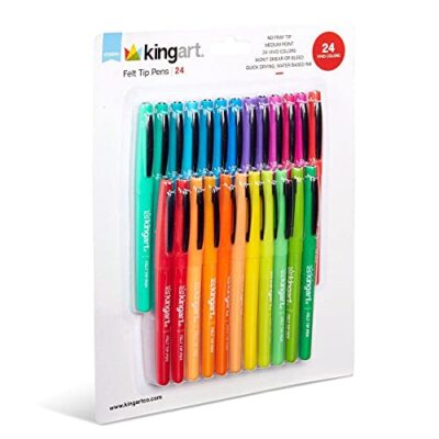 KINGART 6-Pack Black Felt Tip Pens - 0.7mm Medium Point Water-Based Ink Markers