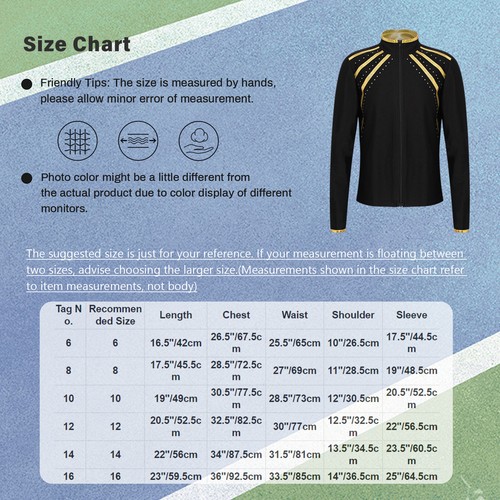 Kids Girls Costume Metallic Jacket Zipper Sweatshirt Shiny T-shirt Gymnastics - Picture 54 of 59