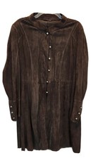 Gimo's Italy Grey Soft Fine Suede Long Coat Buttons Women's Size M