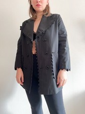 Moschino Cheap and Chic Women's Black Scalloped Trim Double Breasted Jacket Coat