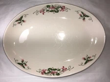 Vintage Homer Laughlin HLC RW Pink Violets Oval Serving Platter 8 in