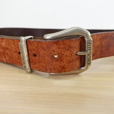 VINTAGE Full Grain Belt 34 Brown Real Leather Big Buckle USA VHTF GELEE FASHION 