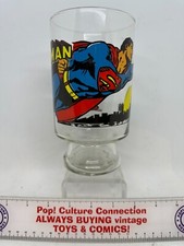 Vintage 1971 DC Comics Superman Large Beer Tumbler Glass Metropolis Skyline