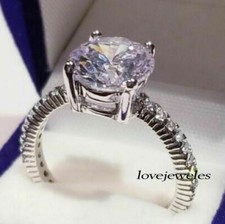 2.11CT Round Cut Lab-Created Diamond Women's Engagement Wedding 925 Silver Ring