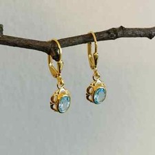 Ohrhänger echt 333/000 Gold mit Blautopas | Ohrringe | Schmuckstyck