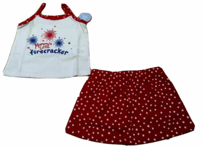 NWT Mommy's Little Firecracker 2pc Set Tank Skirt 18M JULY 4TH America Patriotic