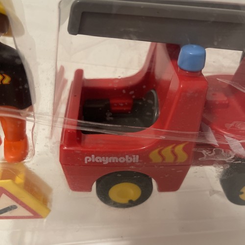 Vintage 1990 Playmobil 123 6716 Fire Engine with Figure Open Box - Picture 3 of 11