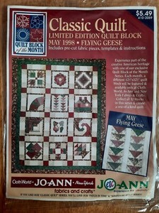 Joann Fabric BOM Classic Quilt Block May 1998 Flying Geese Sealed