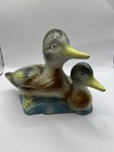 Vintage Hand Painted Mandarin Ceramic Duck With Baby Figurine Made in Brazil