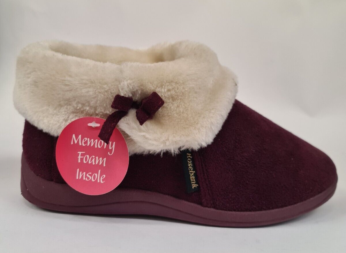 SAOLA PANTOFOLA DONNA MEMORY FOAM VELLUTO COMFORT BARCA SUOLA GOMMA BORDEAUX NUOVO STOCK