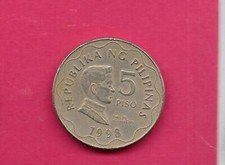 PHILIPPINES KM272 1998 VF-VERY FINE-NICE OLD LARGE 5 PISO CIRCULATED COIN