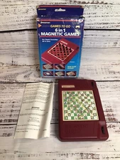 6-in-1 Travel Magnetic Games Pressman Travel Games to Go 1998 Chess Checkers 