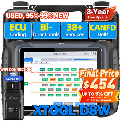 XTOOL USED D8W Wireless Auto Full System Diagnostic Scanner Topology Mapping