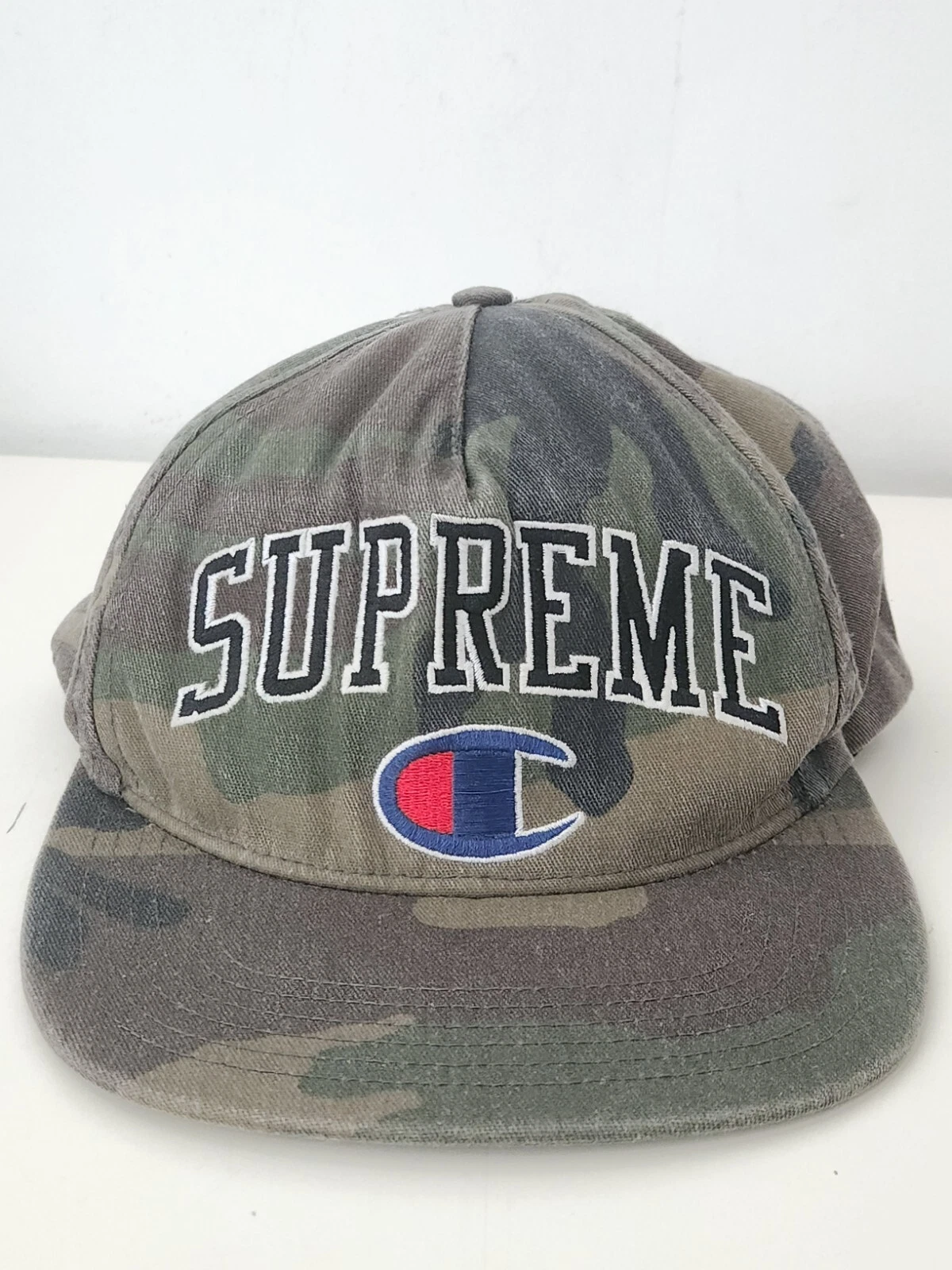 Casquette camouflage 5 panneaux logo brodé FW14 Supreme x Champion vintage 2014