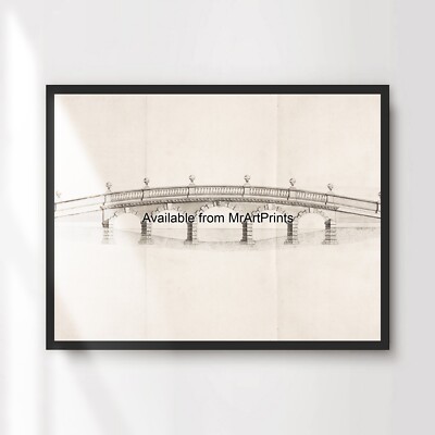 Brücke Architektur Diagramm Illustration Vintage Kunstdruck Poster Wandbild