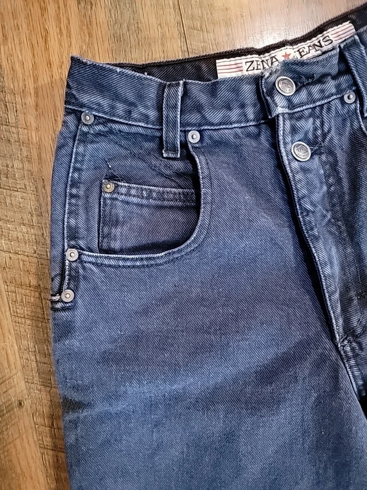 De Colección ZENA Mom 12" tiro alto, pantalones vaqueros lavado índigo tobillo estrecho años 90 talla 8 W24 Foto 3 de 4