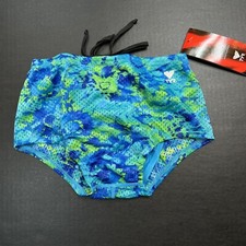 TYR Groovy Mesh Brief Swimsuit Blue Green Youth Boys Size 26 NWT