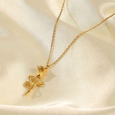 Rose Necklace  Flower Necklace  Gold Chain 18k gold plated